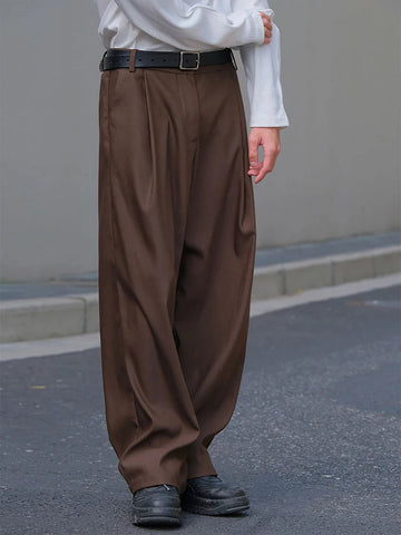 AIDASE  -  Loose Straight Suit Trousers Mens 2025 Spring Summer Fashion Pleated Solid Color Pants Streetwear Men Vintage Trousers aidase-shop